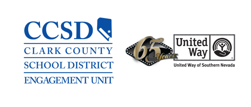 Clark County School District logo and United Way of Southern Nevada 65th anniversary logo