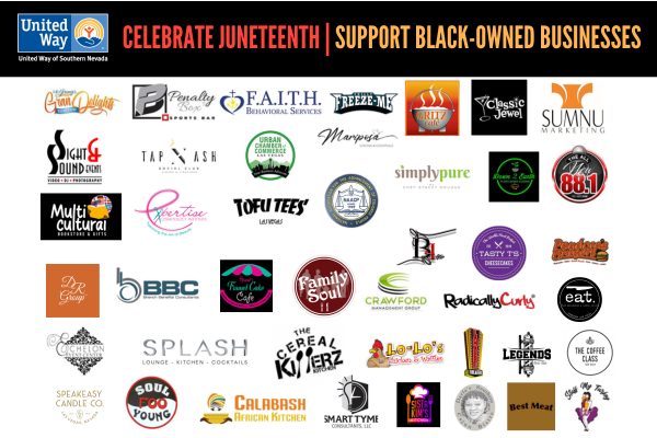 Graphic featuring logos of local black-owned businesses in Las Vegas