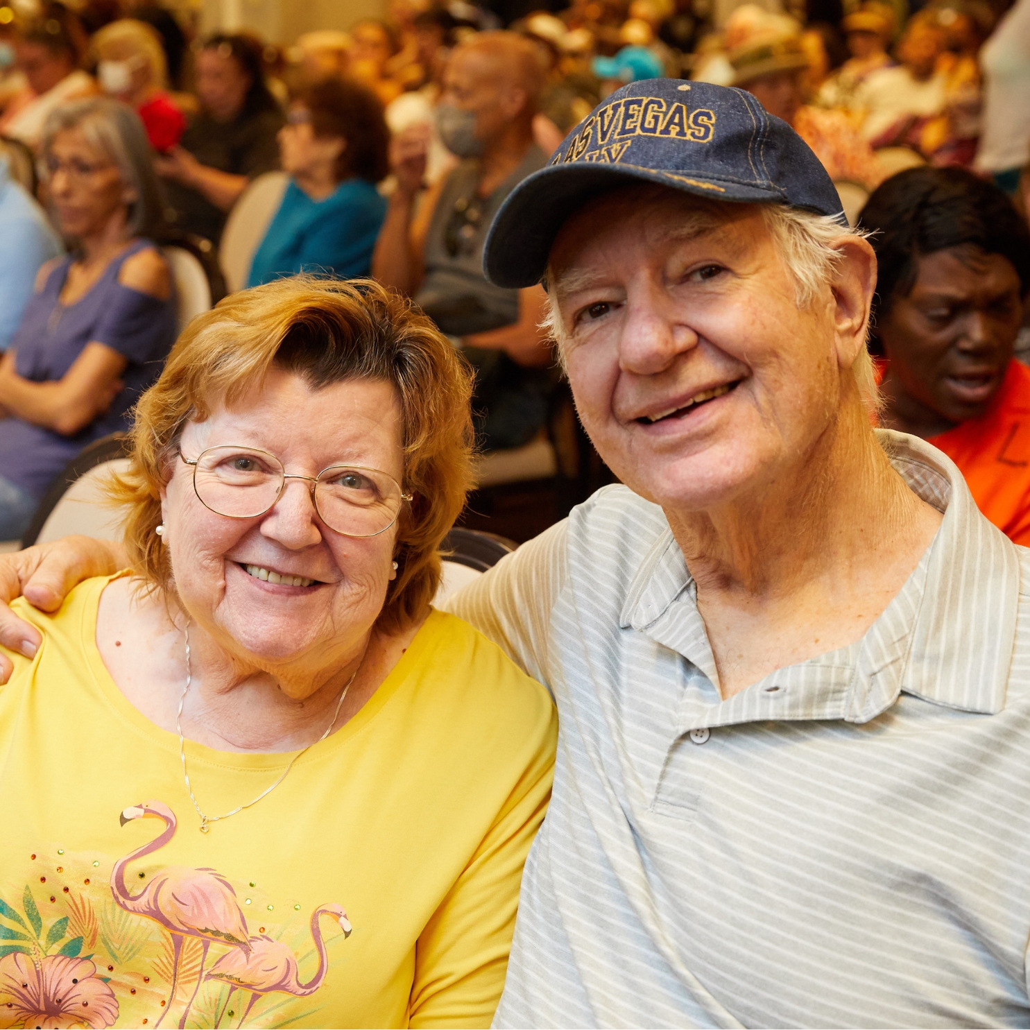An older woman and gentleman smiling